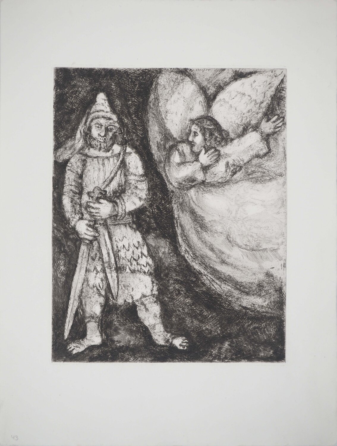 Passage du Jourdain, Gravure originale signée Marc Chagall Stampa in vendita