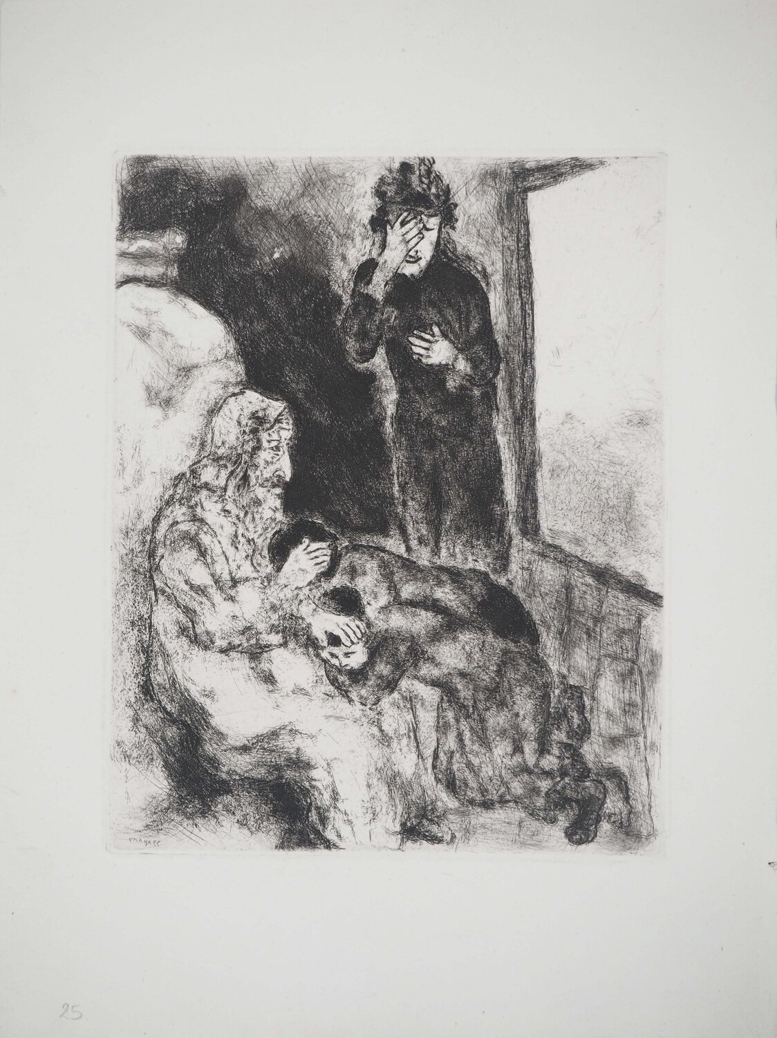 Bénédiction d'Ephraïm et Manassé, Gravure originale signée Marc Chagall Print for sale