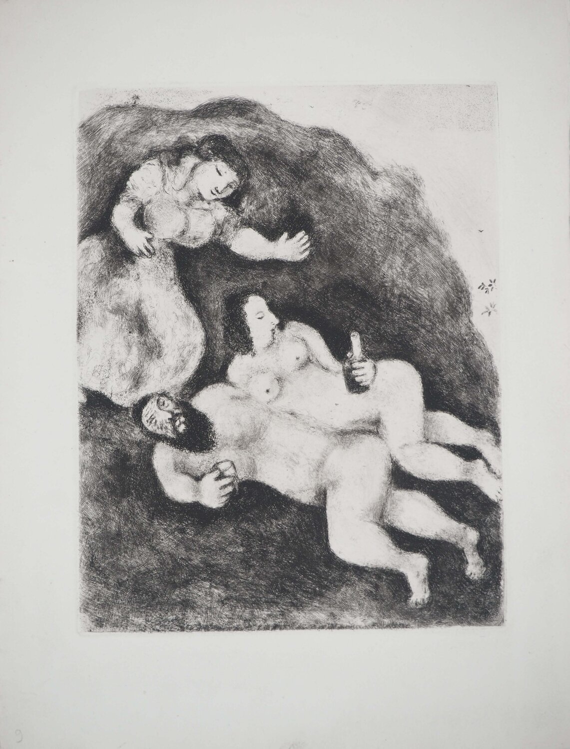 Loth et ses filles, Gravure originale Marc Chagall Impresión en venta