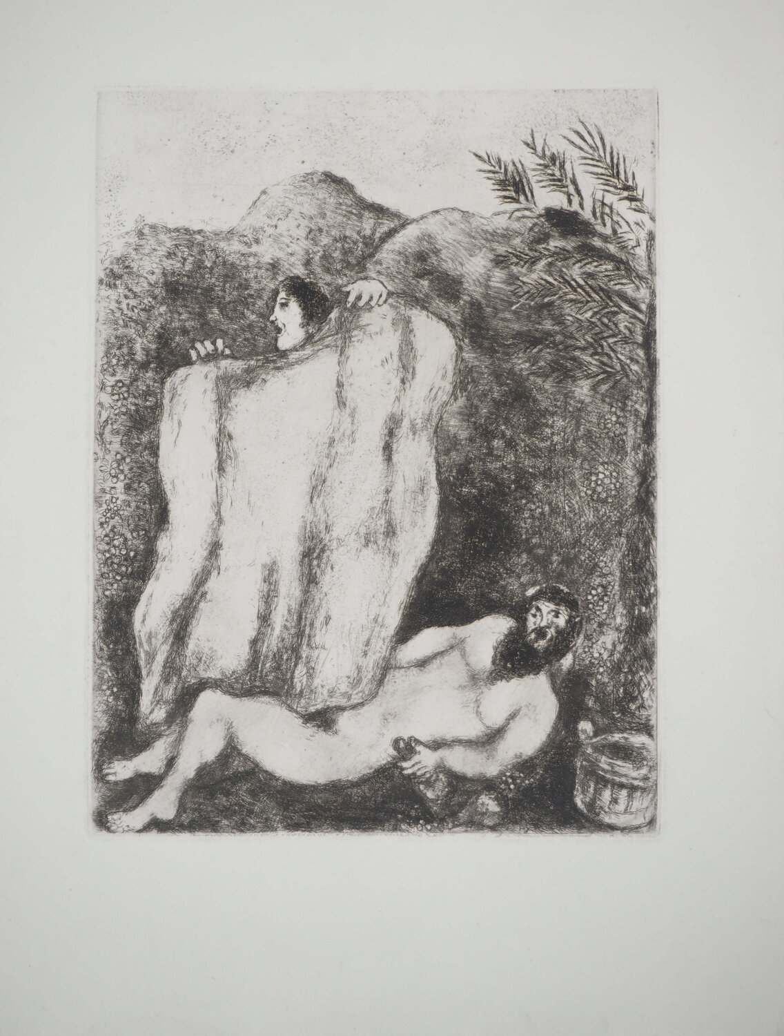 Le manteau de Noé, Gravure originale Marc Chagall Impresión en venta
