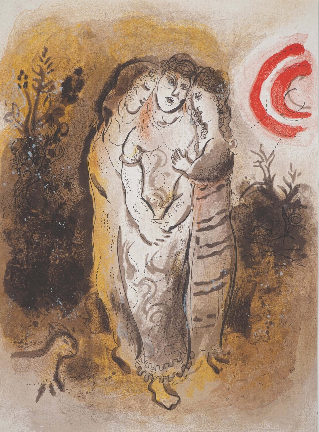 La Bible, Noémie et ses filles, Lithographie originale Marc Chagall Édition à vendre