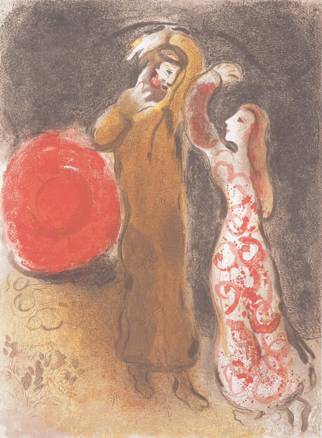 La Bible, La danse des amoureux, Lithographie originale Marc Chagall Afdruk te koop