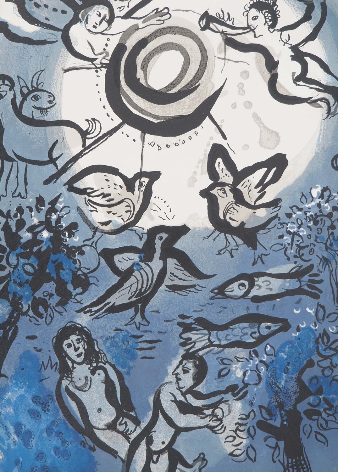 La Bible : La Création de la Terre de Marc Chagall (1960) : Édition  Lithographie - Singulart, image size:1075x1500