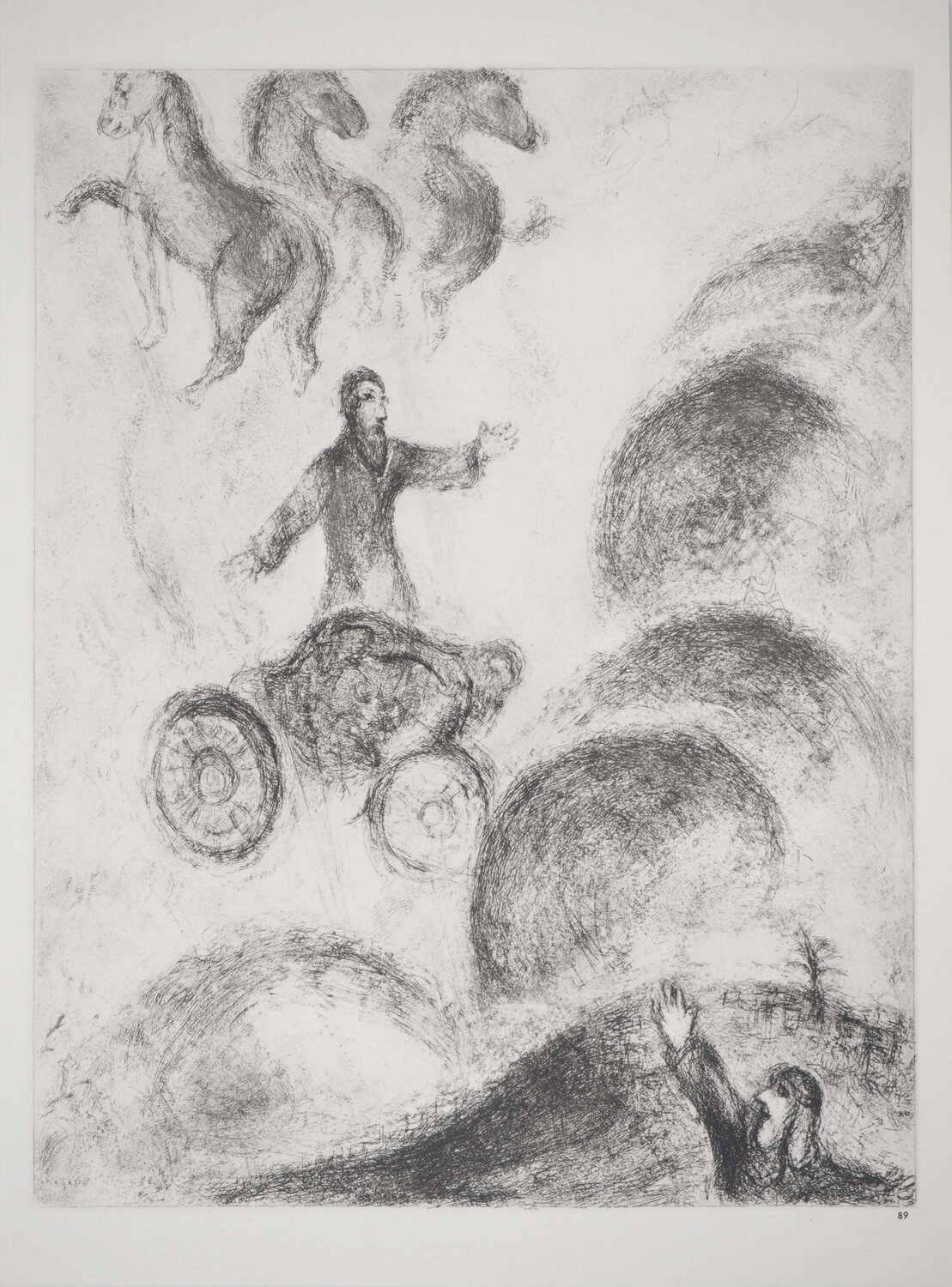 Elie élevé au ciel sur un char de feu Marc Chagall Afdruk te koop