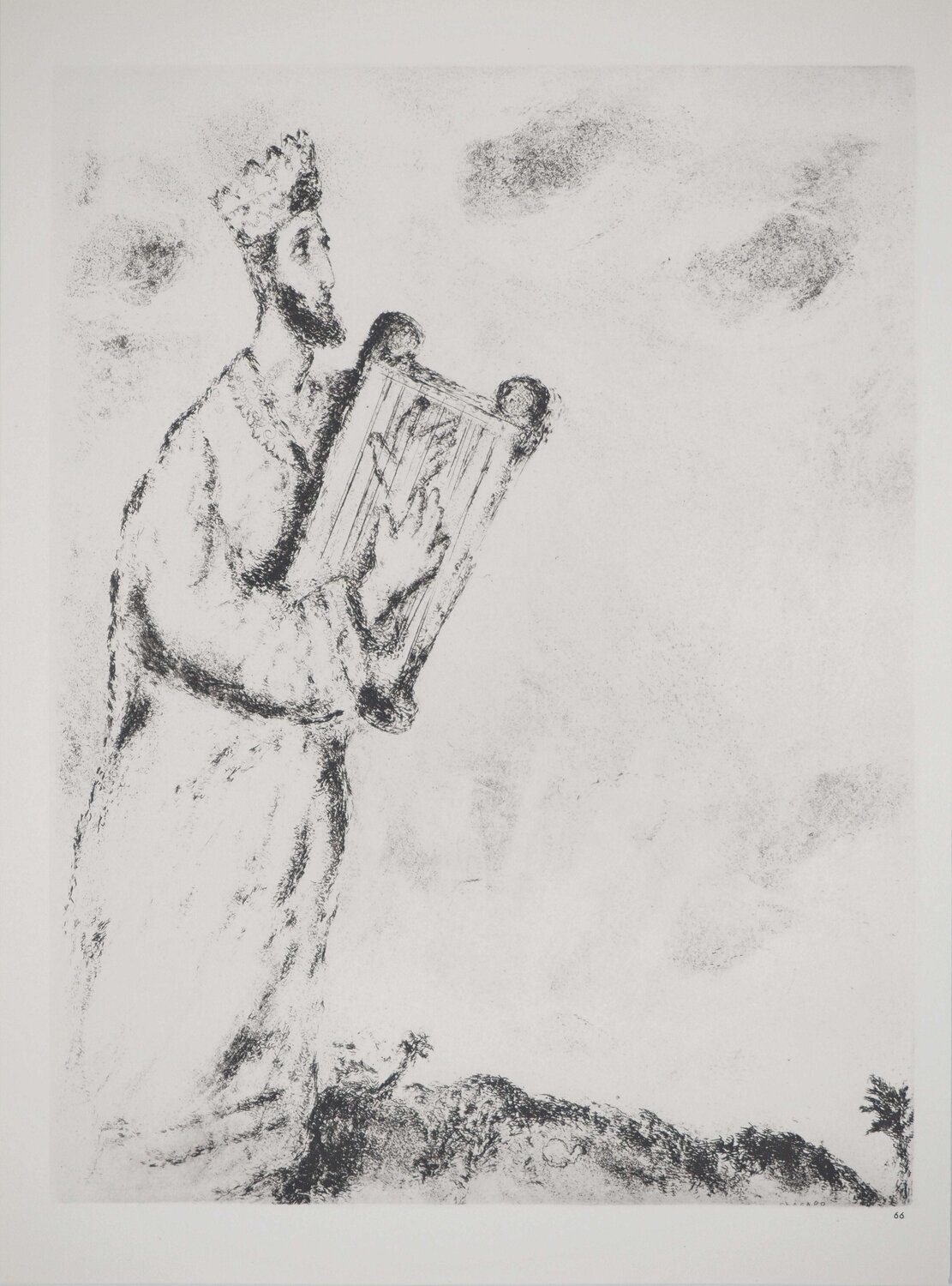 David chantant un cantique funèbre Marc Chagall Print for sale