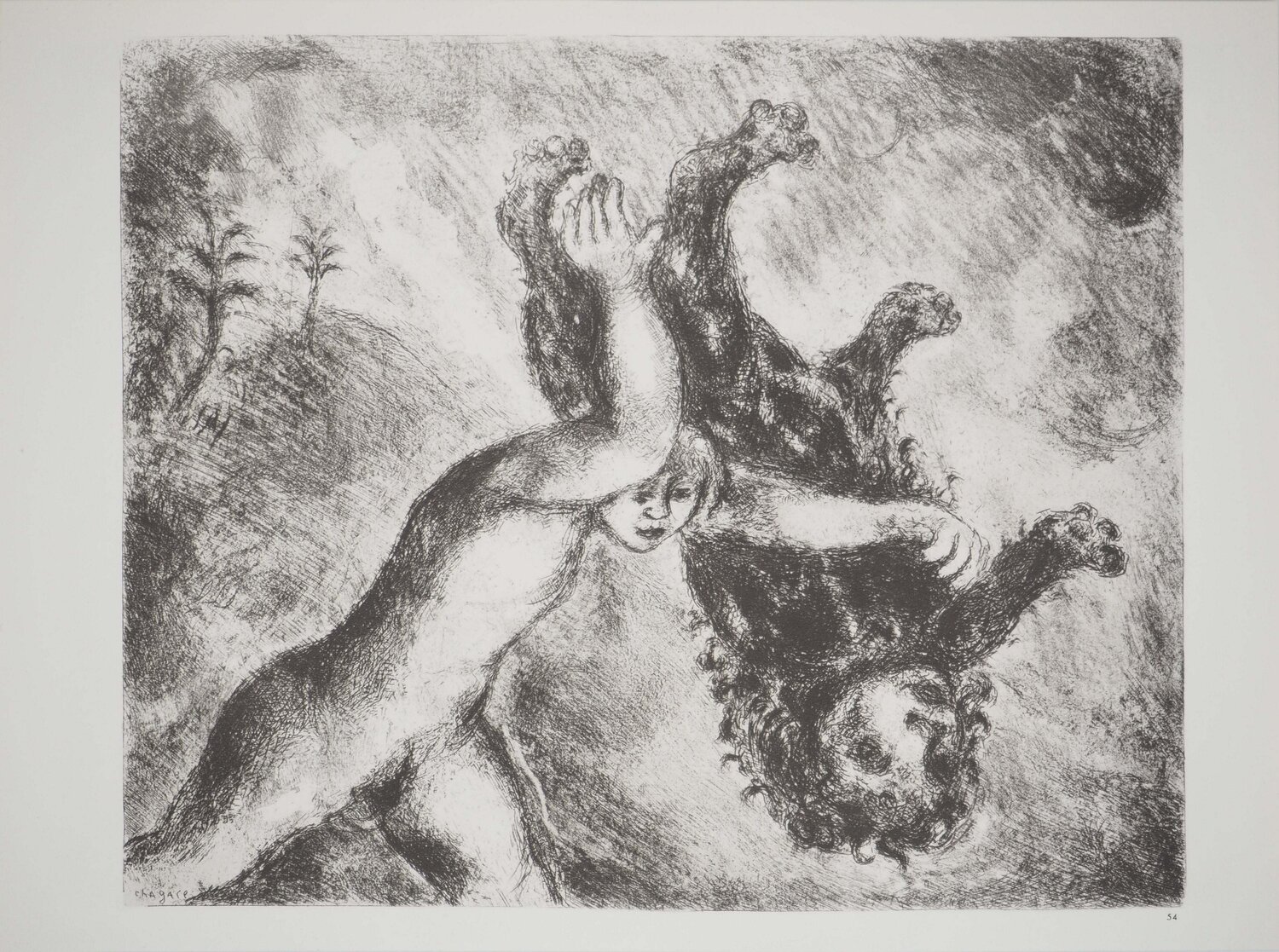 Samson terrassant un jeune lion Marc Chagall Impresión en venta
