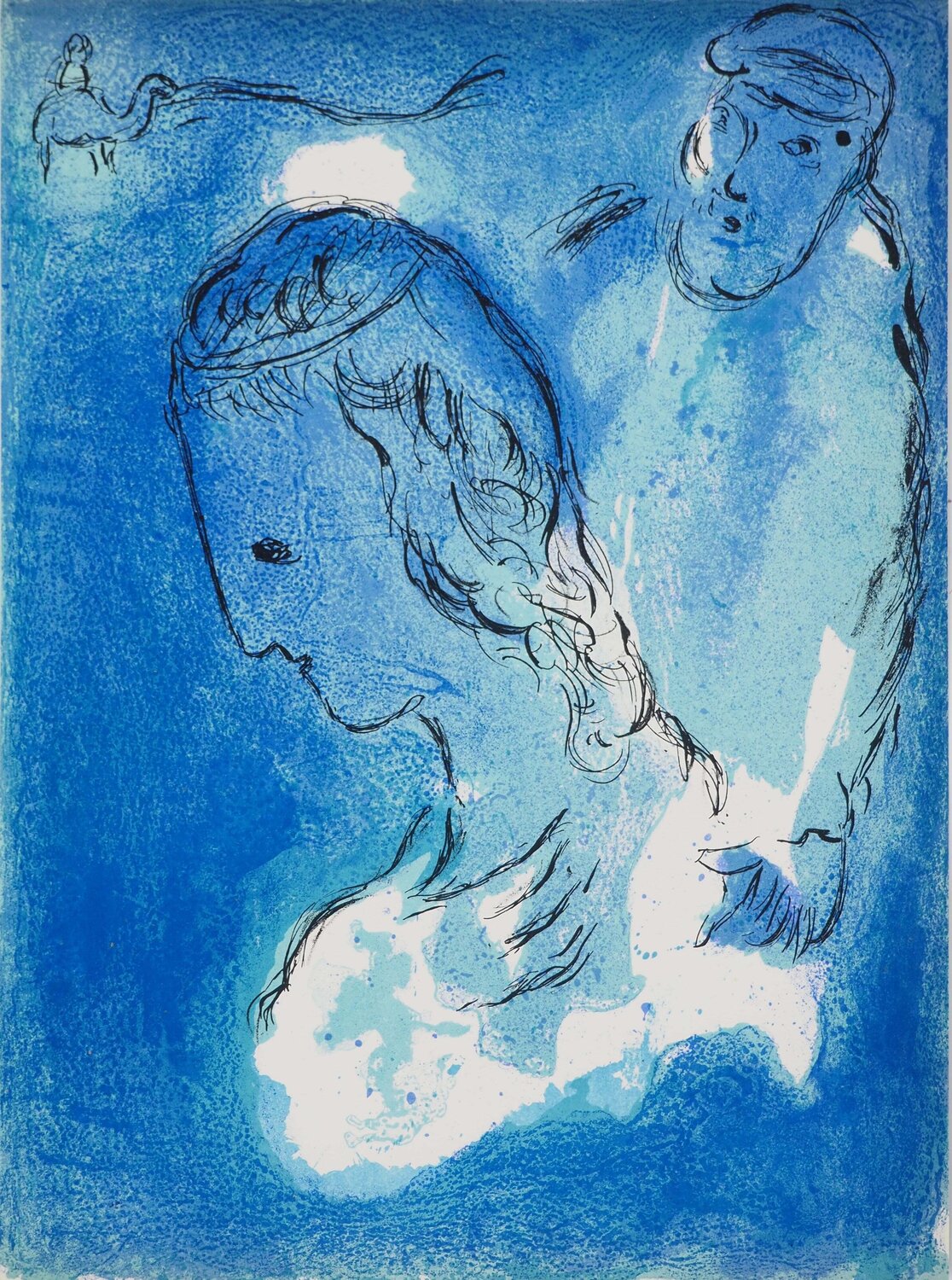 La Bible, Le jeune couple dans le désert, Lithographie originale Marc Chagall Print for sale