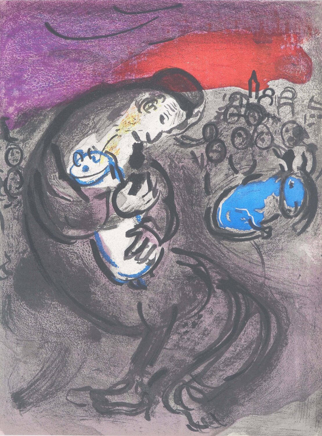 La Bible, Le berger endeuillé, Lithographie originale Marc Chagall Druck zu verkaufen