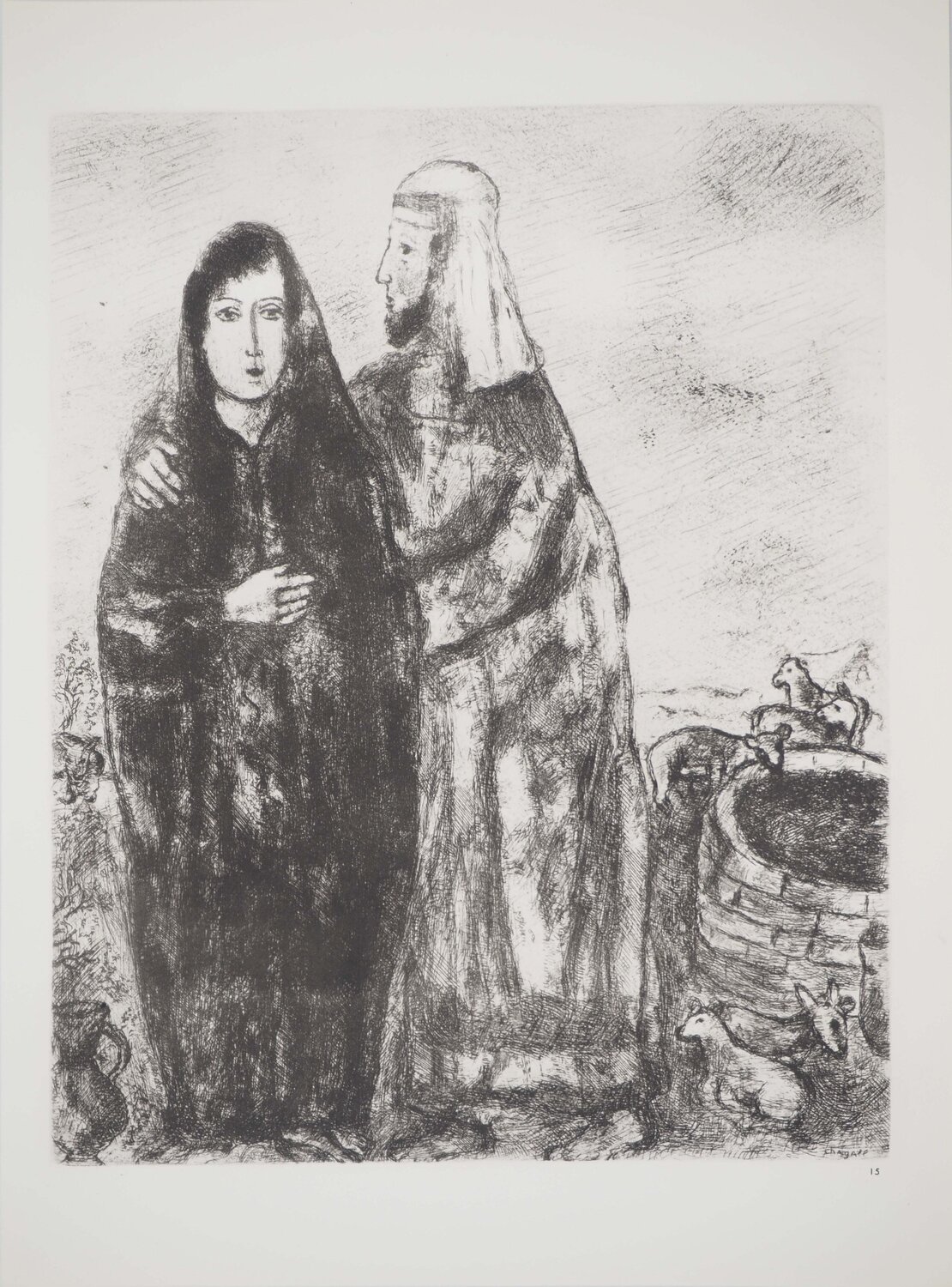 Rencontre entre Jacob et Rachel Marc Chagall Édition à vendre