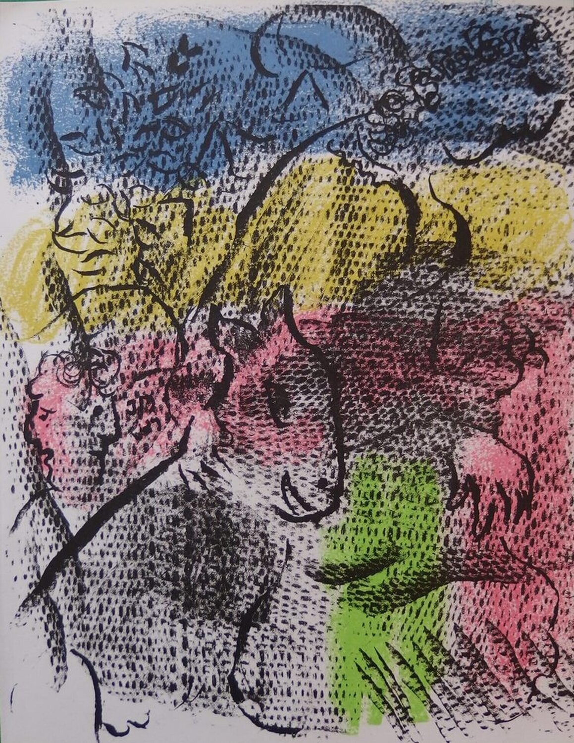 Couple à la chèvre, Lithographie originale Marc Chagall Stampa in vendita