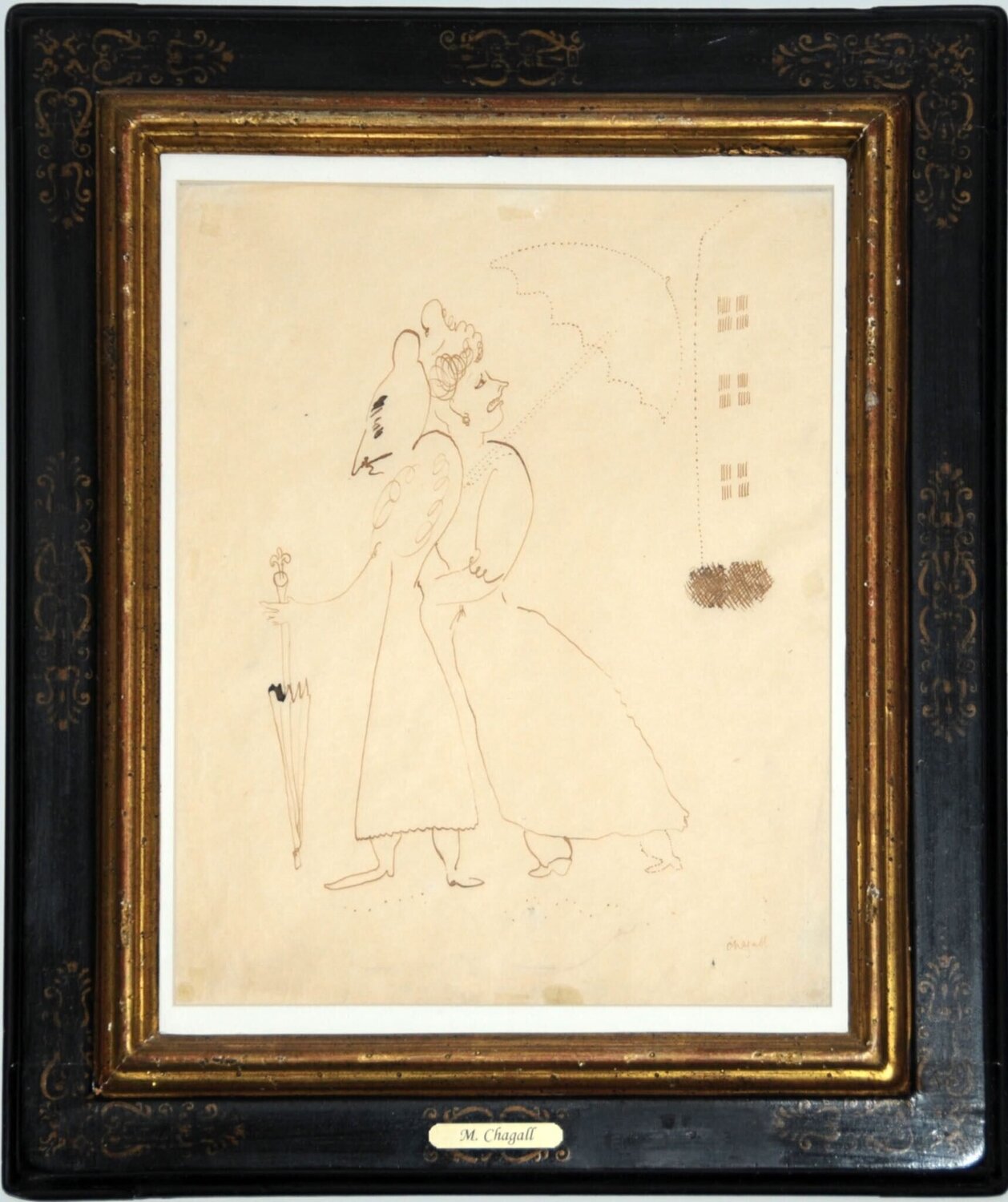 Femmes au parapluies pour Suite Provinciale de Gustave Coquiot Marc Chagall Opera su carta in vendita