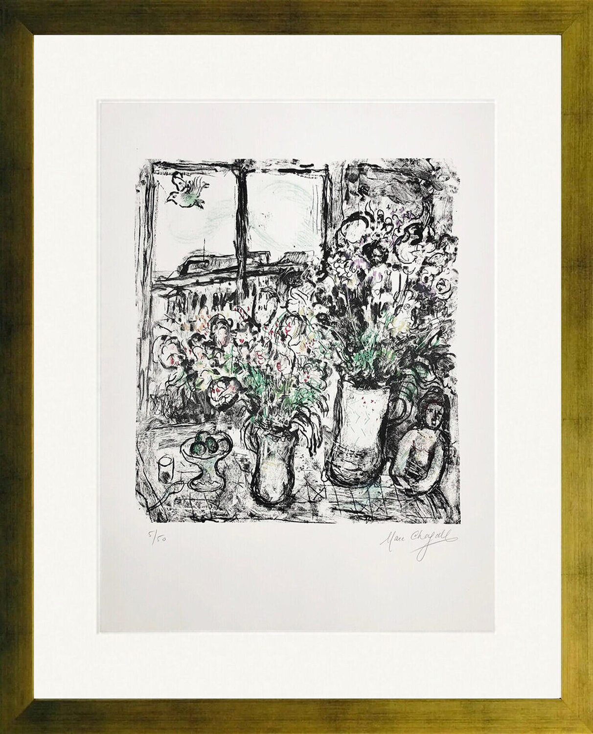 FLEURS DEVANT LA FENETRE (MOURLOT 478) Marc Chagall