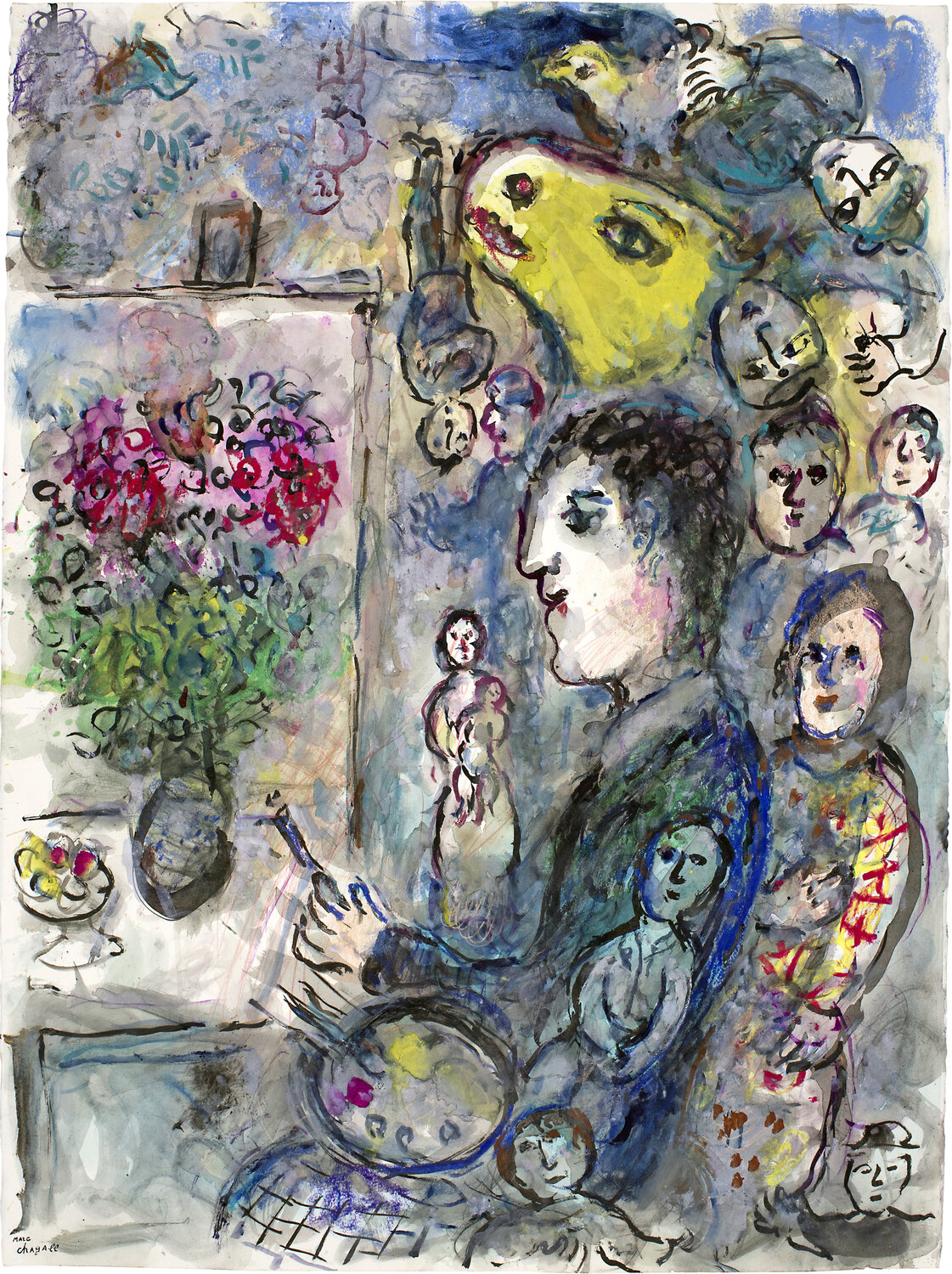 Peintre au Chevalet au Bouc Jaune Marc Chagall