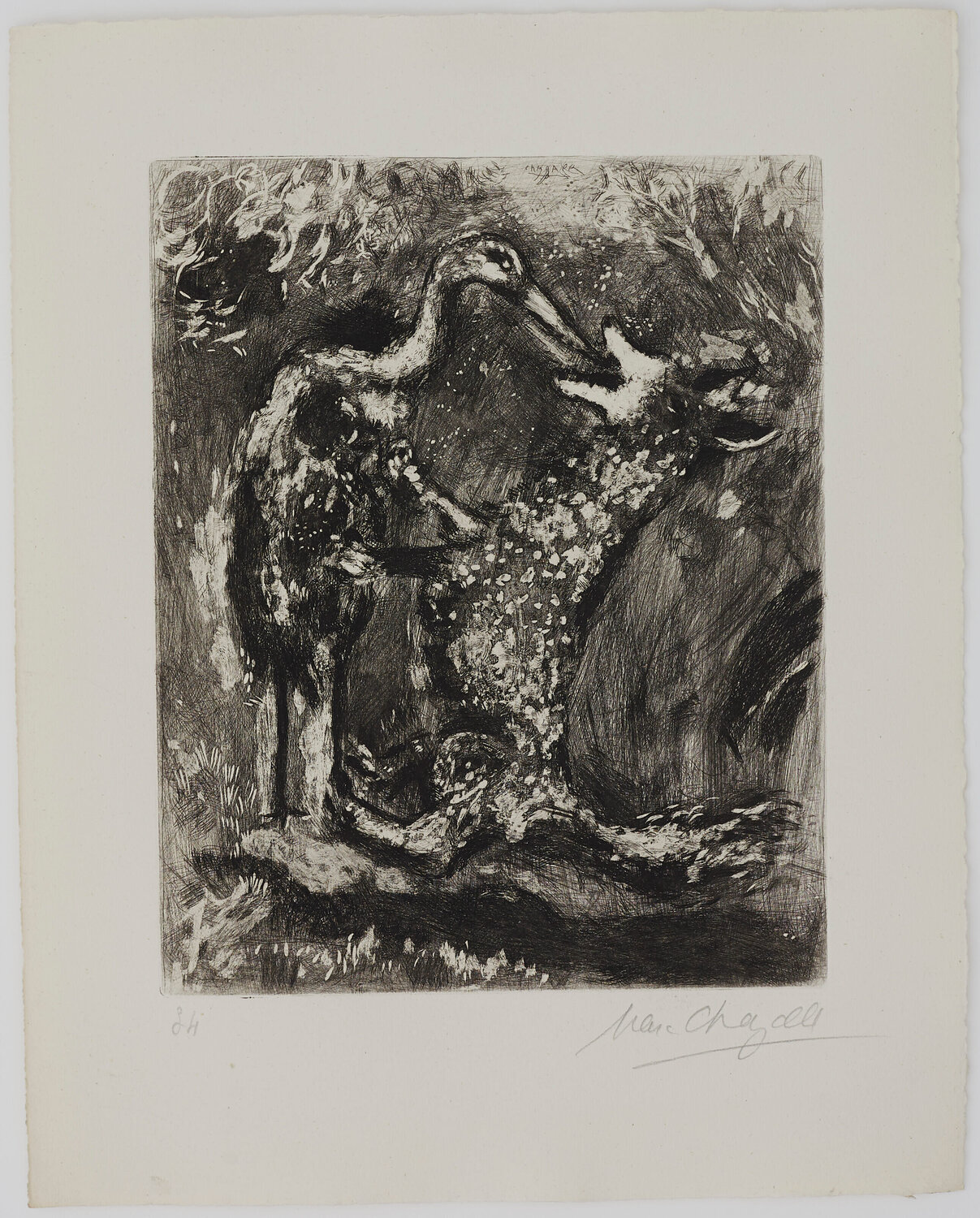 The Wolf and the Stork, from Fables de La Fontaine Marc Chagall Druck zu verkaufen