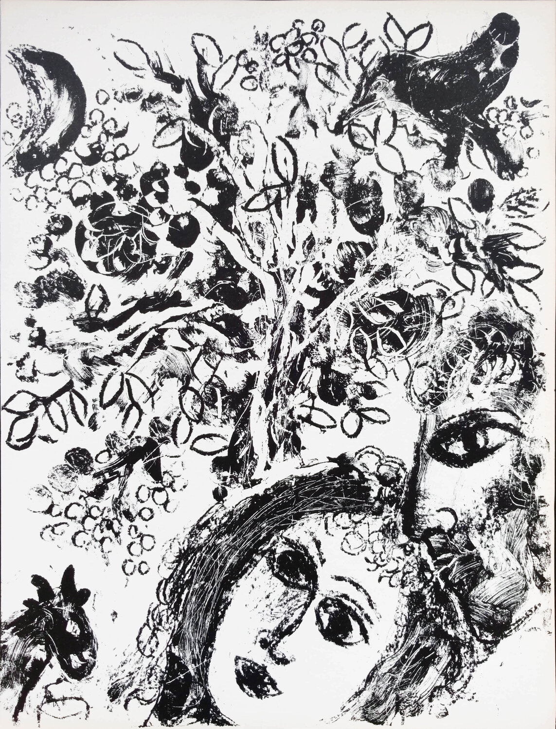 Couple Beside Tree Marc Chagall