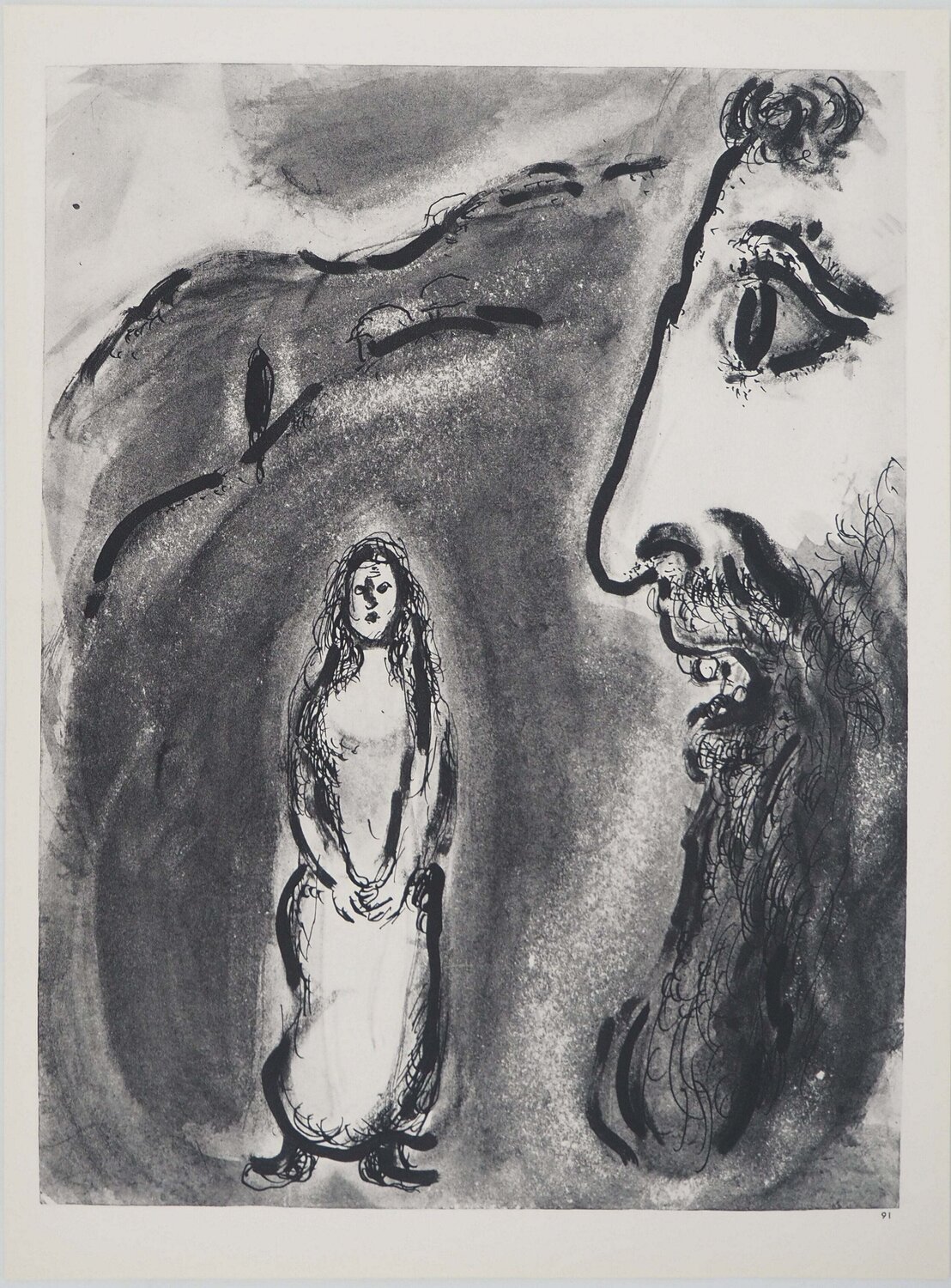 La Bible, La jeune fille dans le champ, Héliogravure Marc Chagall Afdruk te koop