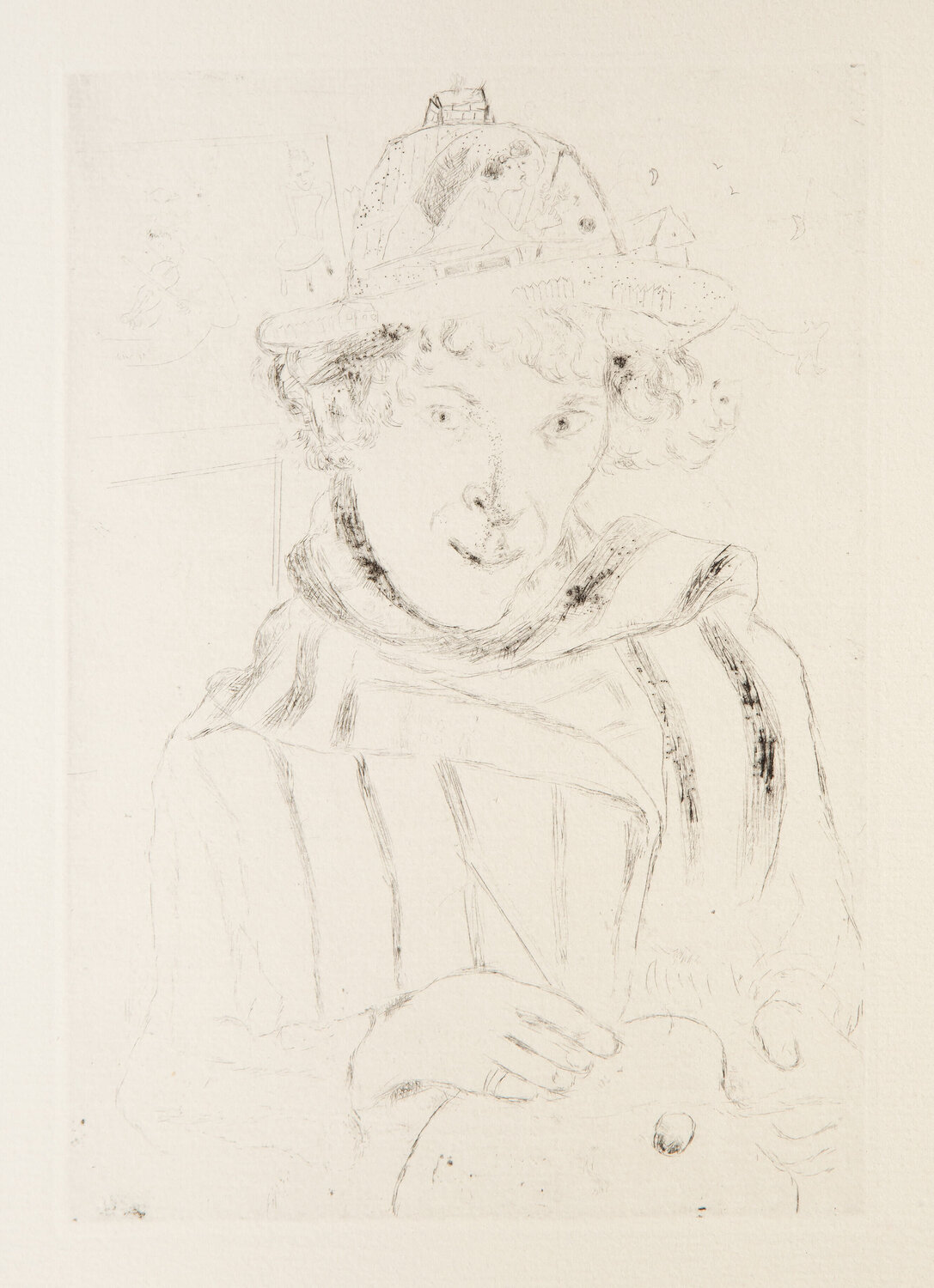 Self Portrait with Decorated Hat Marc Chagall