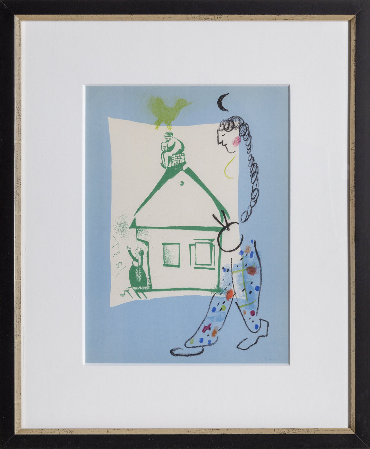 Marc Chagall、Fenetre au village、希少画集画 Marc Chagall : Fenêtre ouverte sur famille au village