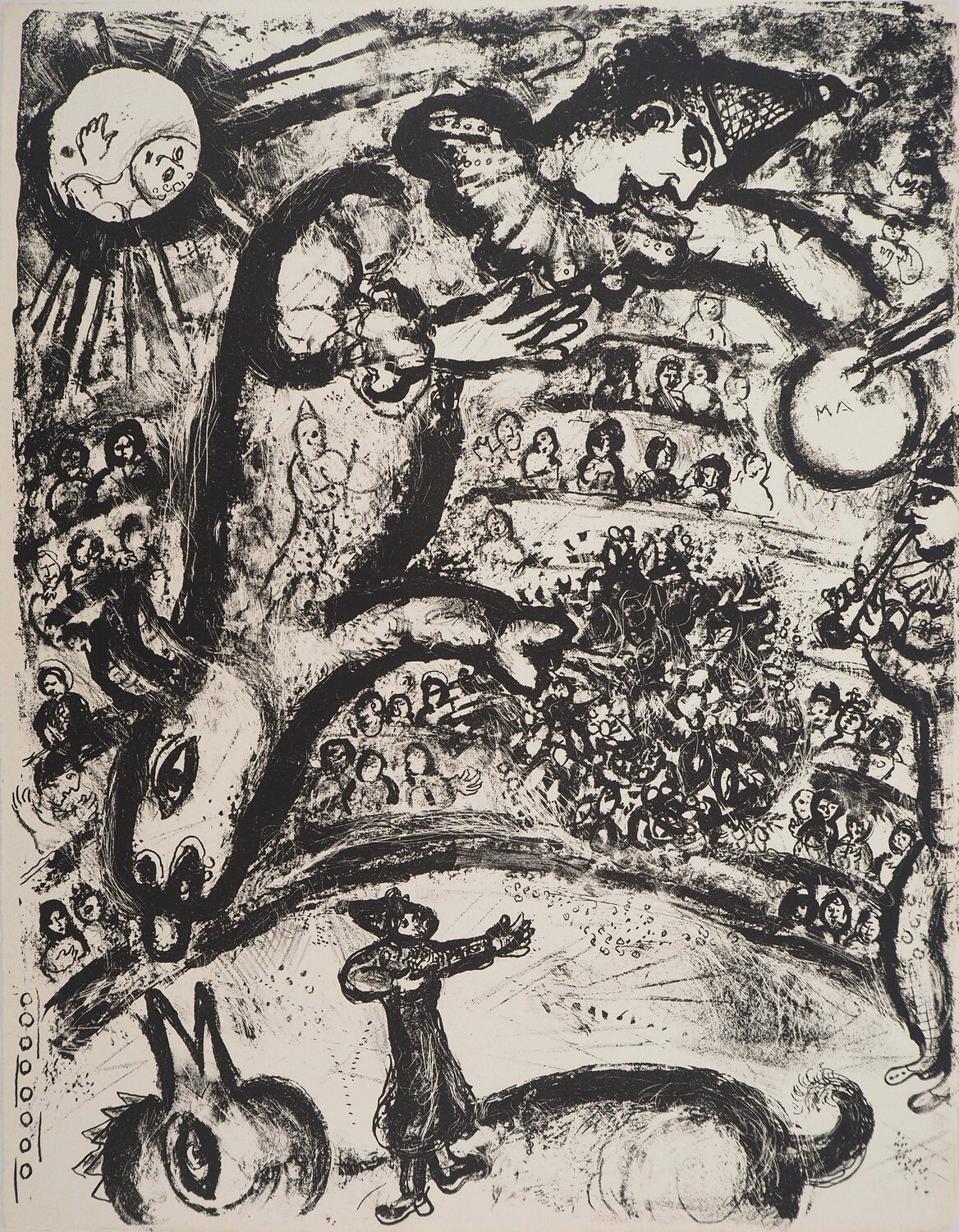 Cirque, Tour de piste surréaliste, Lithographie originale Marc Chagall Print for sale