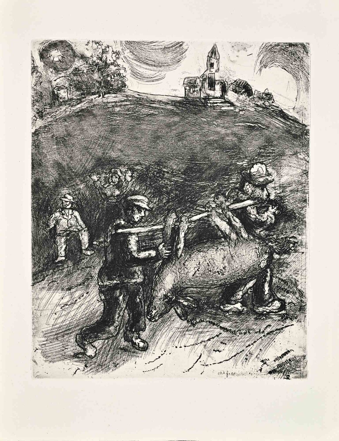 Le Meunier, son fils et l'Ane Marc Chagall Stampa in vendita
