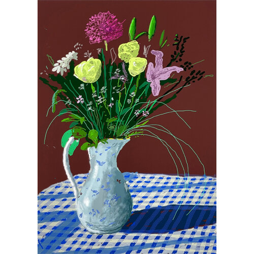 Jug with Flowers, 20th February 2021 van David Hockney, Afdruk te koop op Singulart