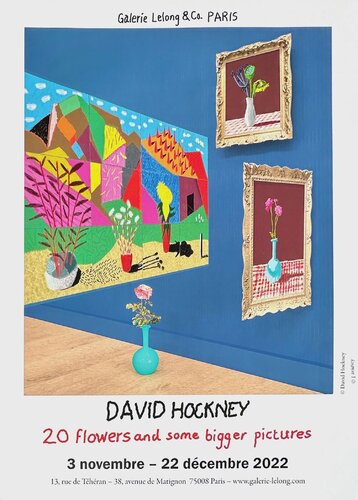 Expo 2022 - Galerie Lelong -20 flowers and some bigger pictures by David Hockney, Print for Sale on Singulart