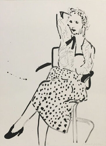 Celia with polka dot skirt van David Hockney, Afdruk te koop op Singulart