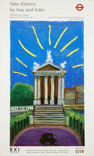 Rare Tate Gallery By Bus And Tube 1997 Transport Poster van David Hockney, Afdruk te koop op Singulart