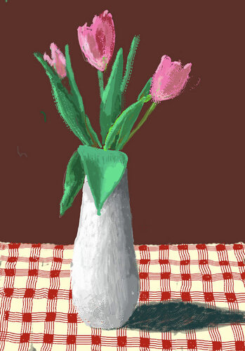 2nd March 2021, A Closer Look at Some Tulips van David Hockney, Afdruk te koop op Singulart