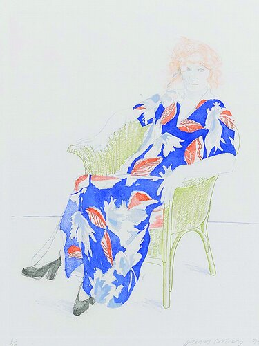 Celia in Wicker Chair van David Hockney, Afdruk te koop op Singulart