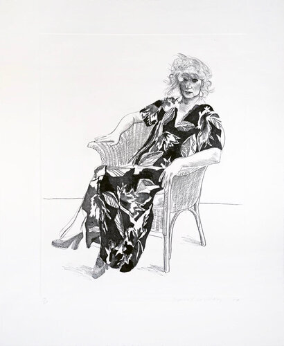Celia in Wicker Chair (black state) van David Hockney, Afdruk te koop op Singulart