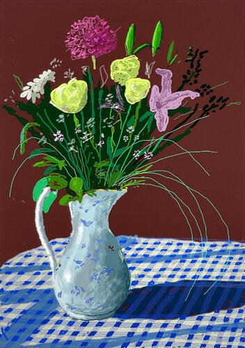 20th February 2021, Jug with Flowers van David Hockney, Afdruk te koop op Singulart