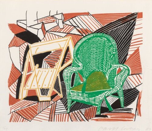 Two Pembroke Studio Chairs from The Moving Focus Series van David Hockney, Afdruk te koop op Singulart