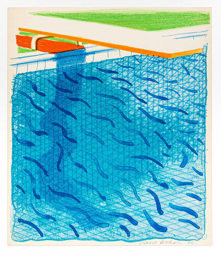 Pool Made with Paper and Blue Ink for book Paper Pools (MCA Tokyo 234) van David Hockney, Afdruk te koop op Singulart