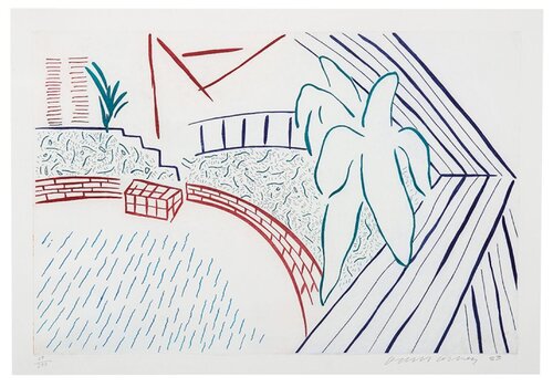 My Pool and Terrace, 1983 van David Hockney, Afdruk te koop op Singulart