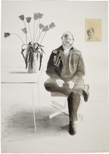 Henry Seated with Tulips van David Hockney, Afdruk te koop op Singulart