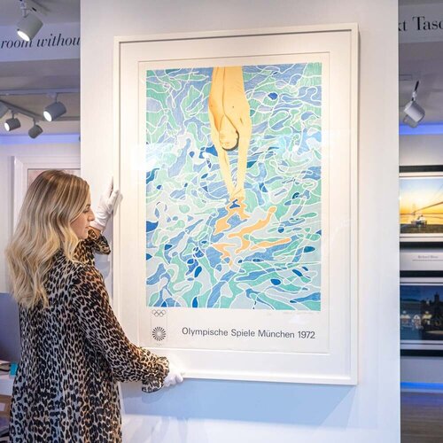 Olympic Games Munich 1972, Hand Signed 'The Diver' van David Hockney, Afdruk te koop op Singulart