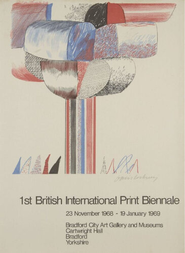 Hand Signed 1st British International Print Biennale Poster di David Hockney, Stampa in vendita su Singulart