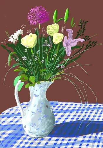 20th February 2021, Jug with Flowers di David Hockney, Stampa in vendita su Singulart
