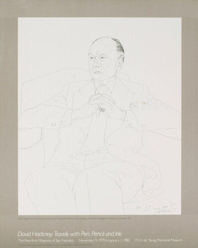 Portrait of Sir John Gielgud di David Hockney, Stampa in vendita su Singulart