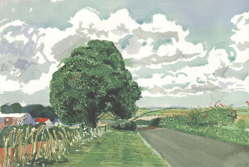 Road and Tree Near Wetwang van David Hockney, Afdruk te koop op Singulart