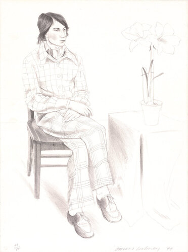 Yves Marie with Flowers di David Hockney, Stampa in vendita su Singulart