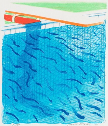Paper Pools - Pool Made with Paper and Blue Ink for Book von David Hockney, Druck kaufen auf Singulart