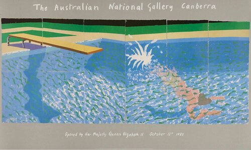 David Hockney 1982 The Diver Paper Pool Australian National Gallery Poster van David Hockney, Afdruk te koop op Singulart