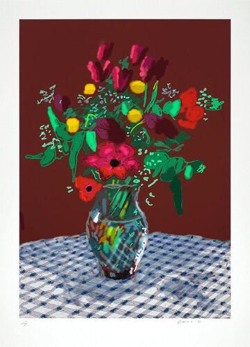 David Hockney 16th February 2021, More Flowers In A Glass Vase de David Hockney, Impresión a la venta en Singulart