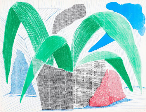 David Hockney Green Grey & Blue Plant, July (Diptych) by David Hockney, Print for Sale on Singulart