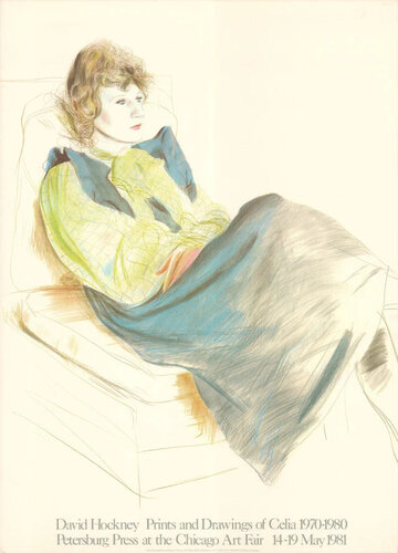 Portrait of Celia Wearing Checkered Sleeves van David Hockney, Afdruk te koop op Singulart