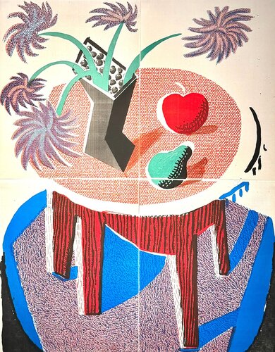 Flowers, Apple & Pear on a Table by David Hockney, Print for Sale on Singulart