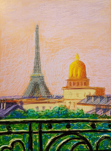 Eiffel Tower (by day) van David Hockney, Afdruk te koop op Singulart