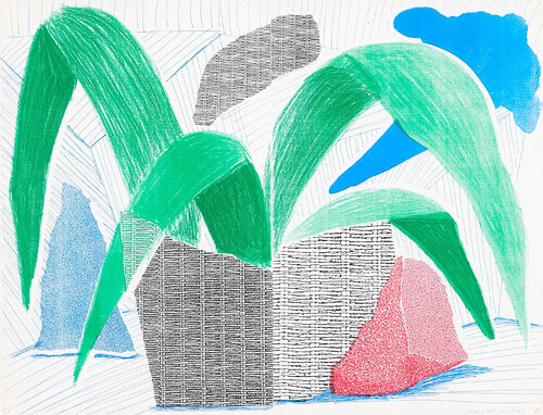David Hockney Green Grey & Blue Plant, July (Diptych) by David Hockney, Print for Sale on Singulart